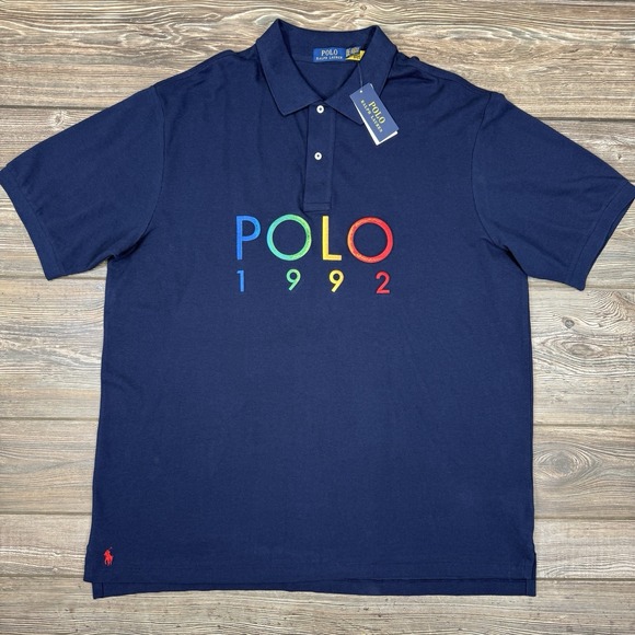 Polo Ralph Lauren Men's Big‎ & Tall Polo 1992 Mesh Polo Shirt Navy Size 2XLT NEW